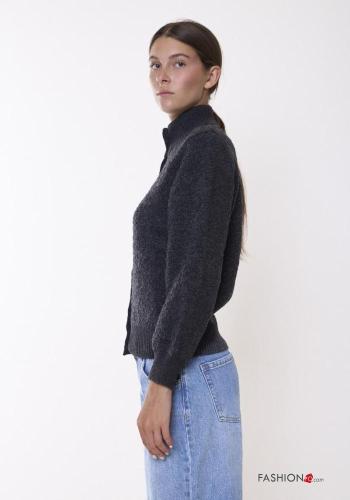 Cardigan in Misto Lana a collo alto con bottoni - ph 2