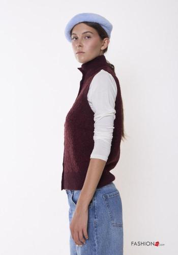 Maglione in Misto Lana senza maniche a collo alto con bottoni - ph 2