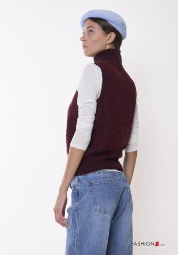 Maglione in Misto Lana senza maniche a collo alto con bottoni - ph 3