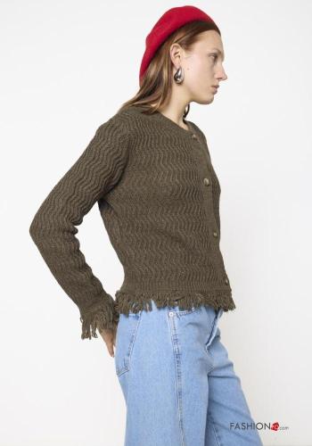 Cardigan in Misto Lana con bottoni con frange - ph 2