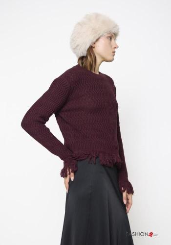 crew neck Wool Mix Sweater with fringe - ph 2
