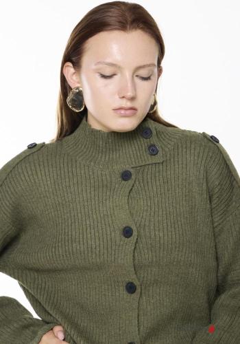 Wool Mix Cardigan Rollneck with buttons - ph 2
