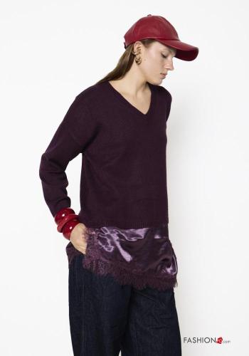 lace trim Sweater with v-neck - ph 2