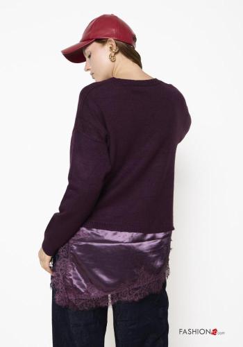 lace trim Sweater with v-neck - ph 3
