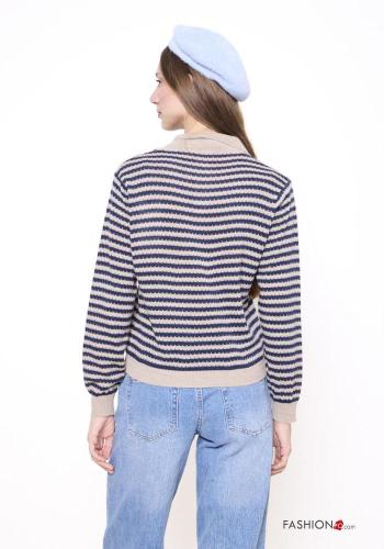 Maglione in Misto Lana con colletto Fantasia righe con bottoni - ph 3