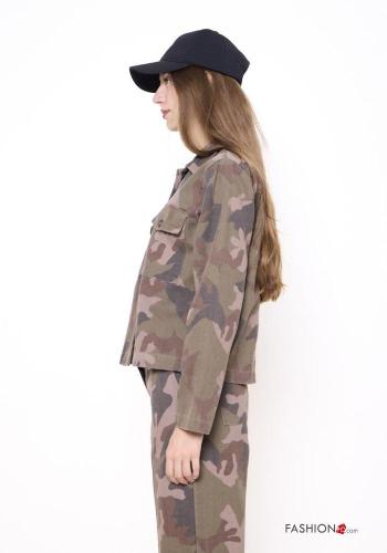 Giacca in Cotone Fantasia camouflage con bottoni con tasche - ph 2