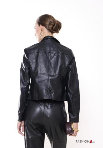 faux leather Biker Jacket with buttons - ph 3