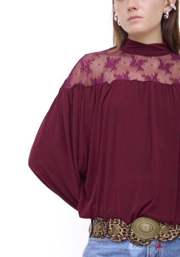 Top pizzo maniche lunghe Fantasia ricamata - ph 2