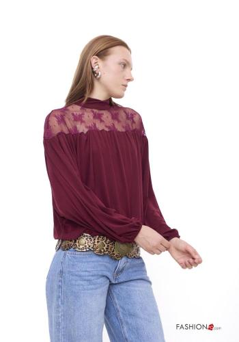 Top pizzo maniche lunghe Fantasia ricamata - ph 3