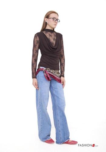 Top pizzo maniche lunghe Fantasia ricamata - ph 3