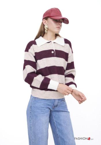 Maglione in Misto Lana con colletto Fantasia righe con bottoni - ph 2