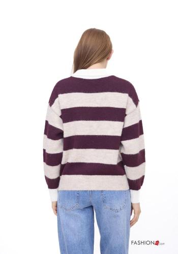 Maglione in Misto Lana con colletto Fantasia righe con bottoni - ph 3