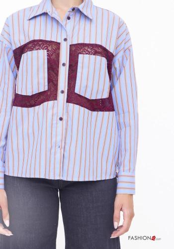 Camisa de Algodón encaje a rayas con bolsillos - ph 2
