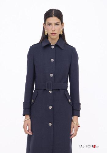 Cappotto in Misto Lana lungo con colletto con cintura con bottoni - ph 2