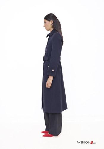 Cappotto in Misto Lana lungo con colletto con cintura con bottoni - ph 3