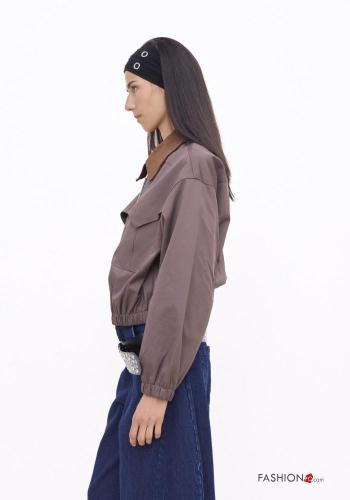 Giacca in Cotone con colletto Crop con zip con elastico - ph 2