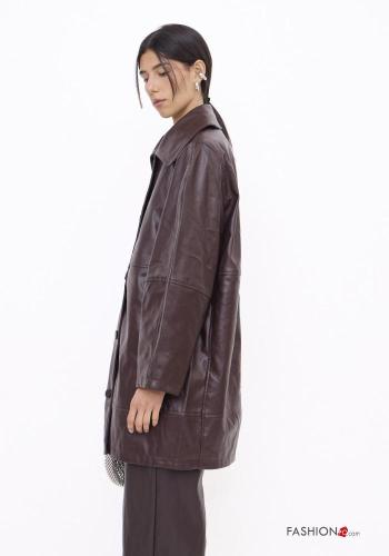 Cappotto ecopelle con colletto con bottoni - ph 2