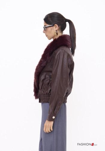 Bomber ecopelle pelliccia sintetica scollo a V con elastico - ph 2