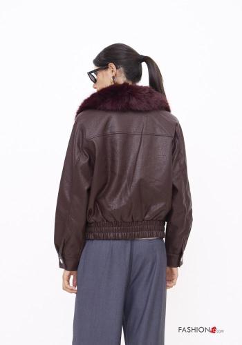Bomber ecopelle pelliccia sintetica scollo a V con elastico - ph 3