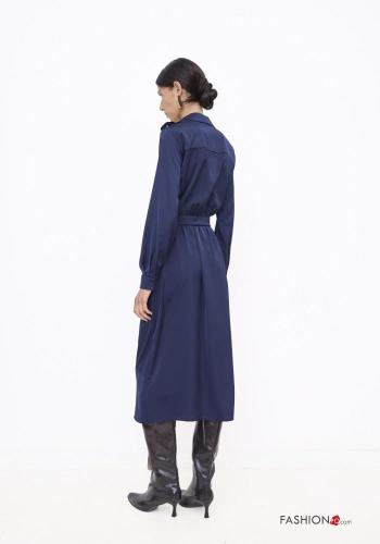 long sleeve long Dress with belt with v-neck - ph 4