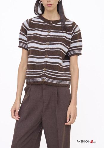 Maglione maniche corte Fantasia righe con bottoni - ph 2