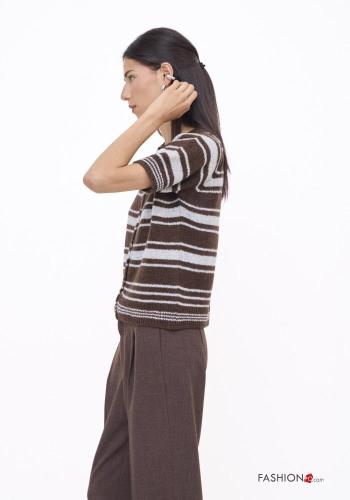 Maglione maniche corte Fantasia righe con bottoni - ph 3
