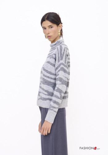 Maglione Fantasia animalier a collo alto - ph 2