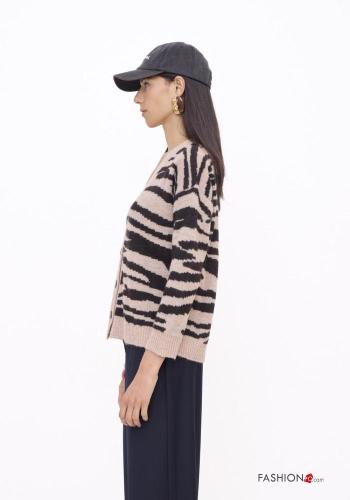 Cardigan Fantasia animalier con bottoni scollo a V - ph 2