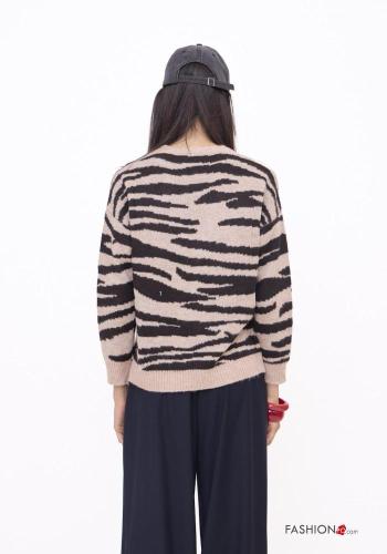 Cardigan Fantasia animalier con bottoni scollo a V - ph 3