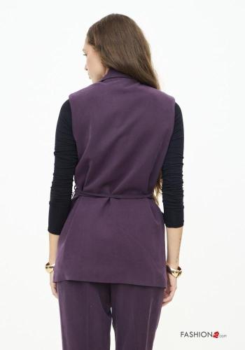 sleeveless with collar Gilet with fabric belt - ph 4