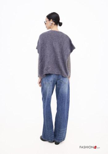 Maglione in Mohair maniche corte con bottoni scollo a V - ph 3