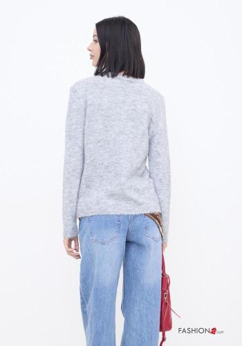 Jersey de Mohair cuello redondo Patrón bordado - ph 3