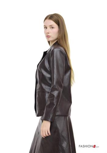 faux leather Jacket with buttons with pockets - ph 2