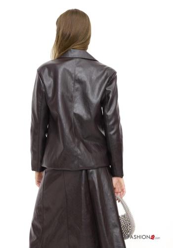 faux leather Jacket with buttons with pockets - ph 3