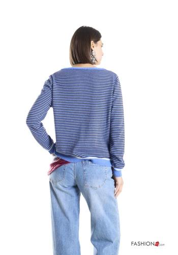 Cardigan in Misto Cashmere girocollo Fantasia righe con bottoni - ph 3