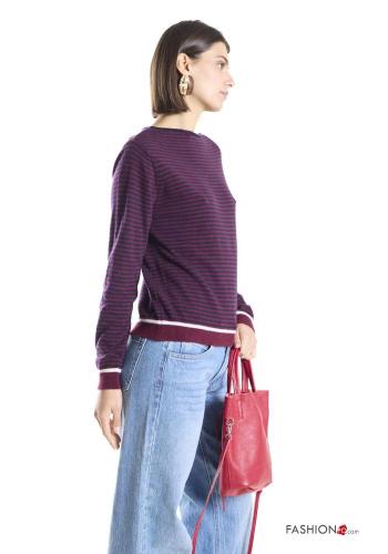 Maglione in Misto Cashmere Fantasia righe con scollo a barca - ph 2
