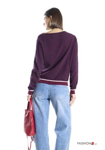 Maglione in Misto Cashmere Fantasia righe con scollo a barca - ph 3