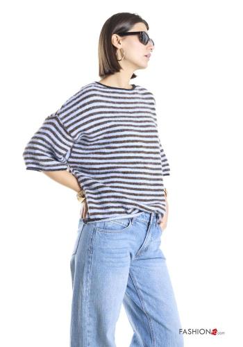 Striped short sleeve Wool Mix Sweater - ph 2