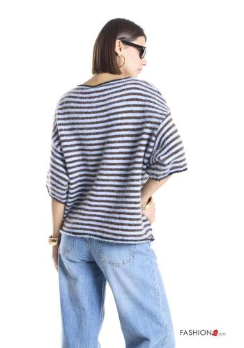 Striped short sleeve Wool Mix Sweater - ph 3