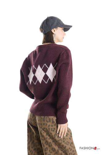 Geometric pattern Wool Mix Cardigan with v-neck - ph 3
