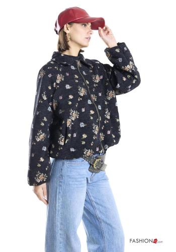 Floral Cotton Bomber Jacket with zip with elastic - ph 2