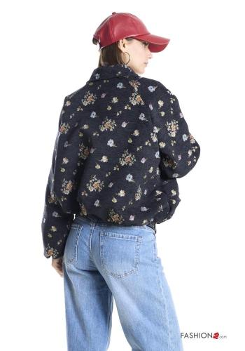 Floral Cotton Bomber Jacket with zip with elastic - ph 3