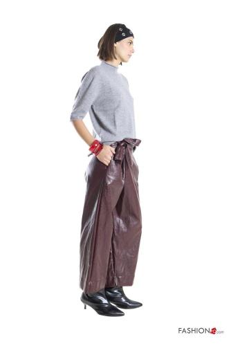 faux leather Trousers with bow - ph 2