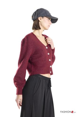 Cardigan in Misto Lana maniche a palloncino con bottoni scollo a V - ph 2