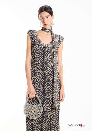Patterned sleeveless long Dress with v-neck - ph 2