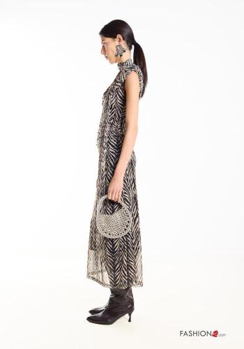 Patterned sleeveless long Dress with v-neck - ph 3