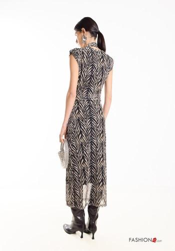 Patterned sleeveless long Dress with v-neck - ph 4