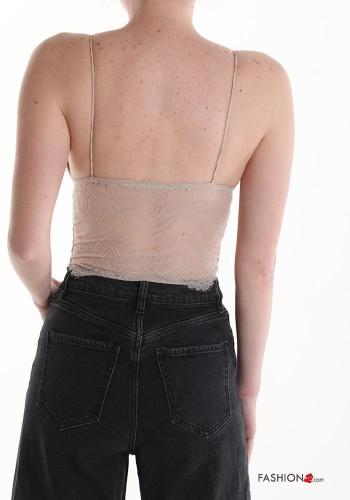 Top renda sem mangas com botões gola V - ph 2