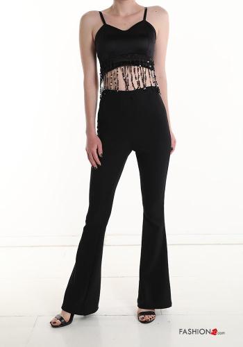 Top corto senza maniche scollato sulla schiena con coppe con paillettes con frange - ph 4