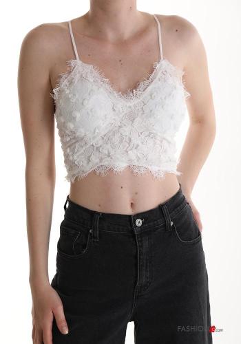 Top scollato sulla schiena corto pizzo senza maniche con coppe - ph 4